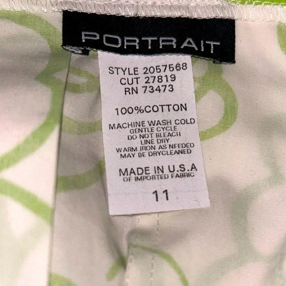Women’s Vibrant Floral Green &  White 100% Cotton A line Midi Skirt Sz 11 USA - Picture 7 of 7